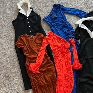 Fashion Nova Black, Blue, Brown, and Red Dresses
